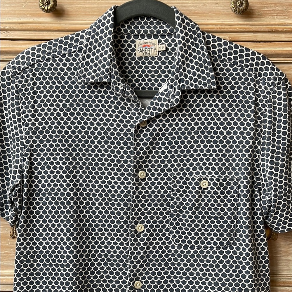 Faherty Navy & White Polo Shirt